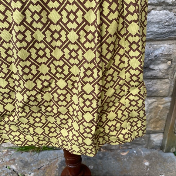J McLaughlin retro mod geometric pattern green brown skirt 10 - Picture 10 of 15